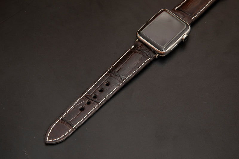 BROWN CROCODILE BELLY LEATHER STRAP