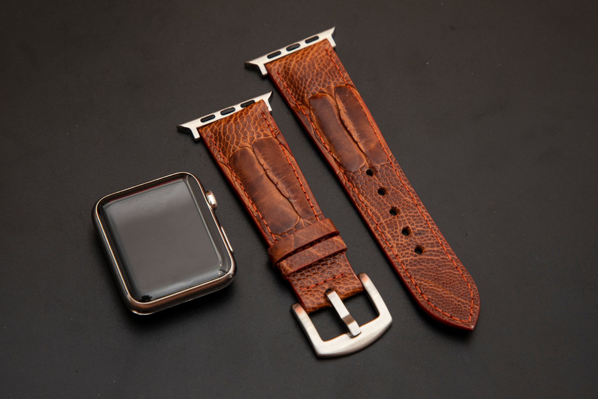 BROWN OSTRICH LEATHER STRAP