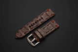 BROWN&SILVER CROCODILE HORNBACK LEATHER STRAP