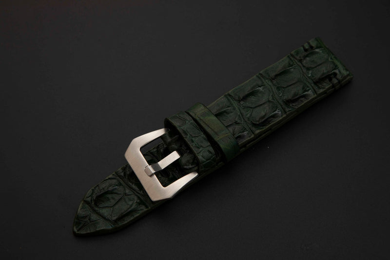 GREEN CROCODILE HORNBACK LEATHER STRAP