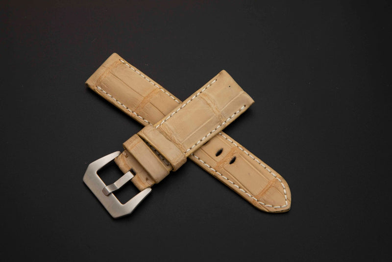 BEIGE CROCODILE BELLY LEATHER STRAP