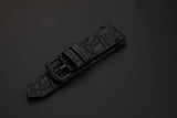 BLACK CROCODILE HORNBACK LEATHER STRAP