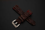 BROWN CROCODILE HORNBACK LEATHER STRAP