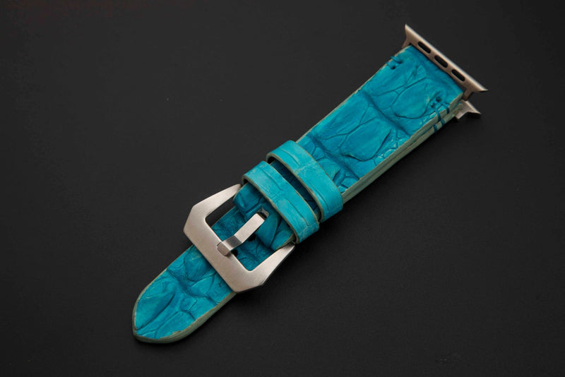 BLUE CROCODILE HORNBACK LEATHER STRAP
