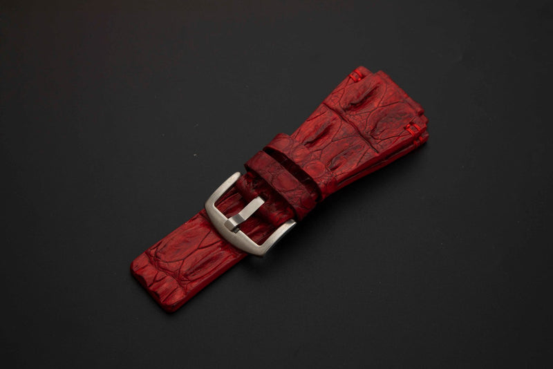 RED CROCODILE HORNBACK LEATHER STRAP
