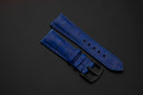 BLUE CROCODILE BELLY LEATHER STRAP