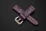 PURPLE&BLACK CROCODILE HORNBACK LEATHER STRAP