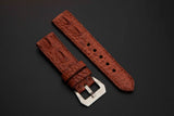 BROWN CROCODILE HORNBACK LEATHER STRAP