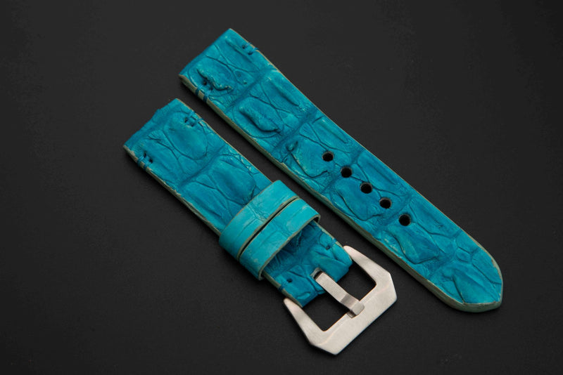 BLUE CROCODILE HORNBACK LEATHER STRAP