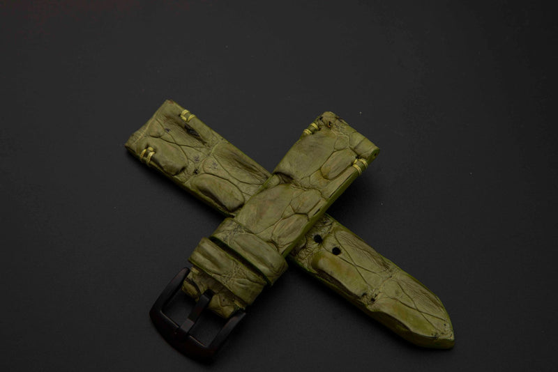 GREEN CROCODILE HORNBACK LEATHER STRAP