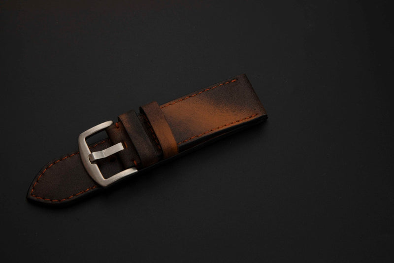 BLACK&BROWN CALF LEATHER STRAP