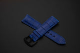 BLUE CROCODILE BELLY LEATHER STRAP