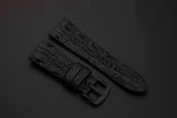 BLACK CROCODILE HORNBACK LEATHER STRAP
