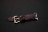 PURPLE&GOLD CROCODILE BELLY LEATHER STRAP