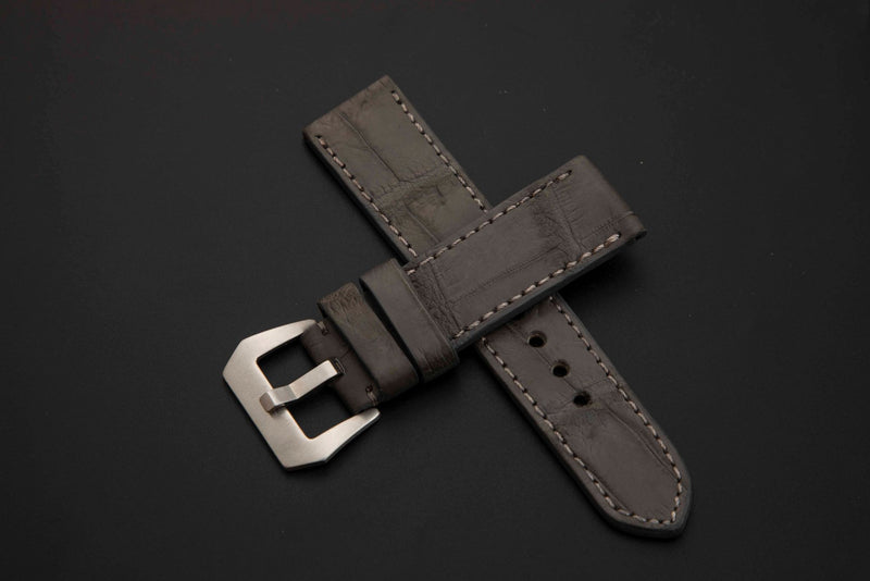 GREY CROCODILE BELLY LEATHER STRAP