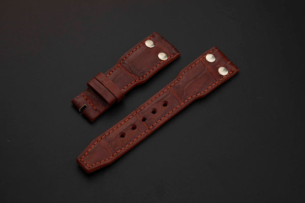 BROWN CROCODILE BELLY LEATHER STRAP