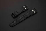 BLACK CROCODILE BELLY LEATHER STRAP - Lac Crado 