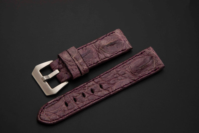 PURPLE CROCODILE HORNBACK LEATHER STRAP