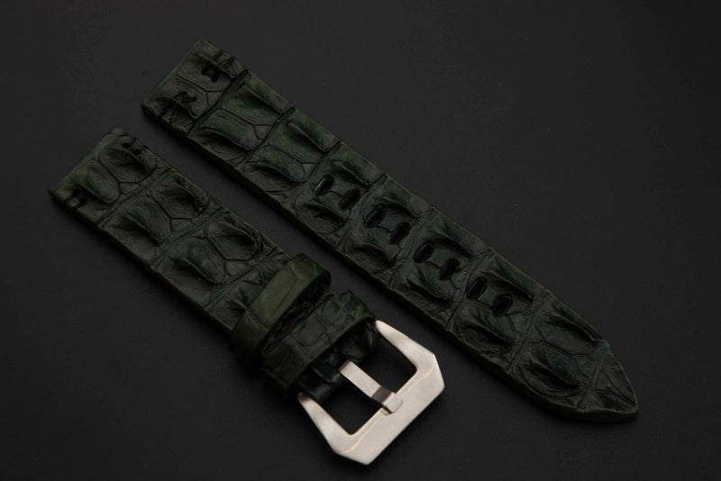 GREEN CROCODILE HORNBACK LEATHER STRAP