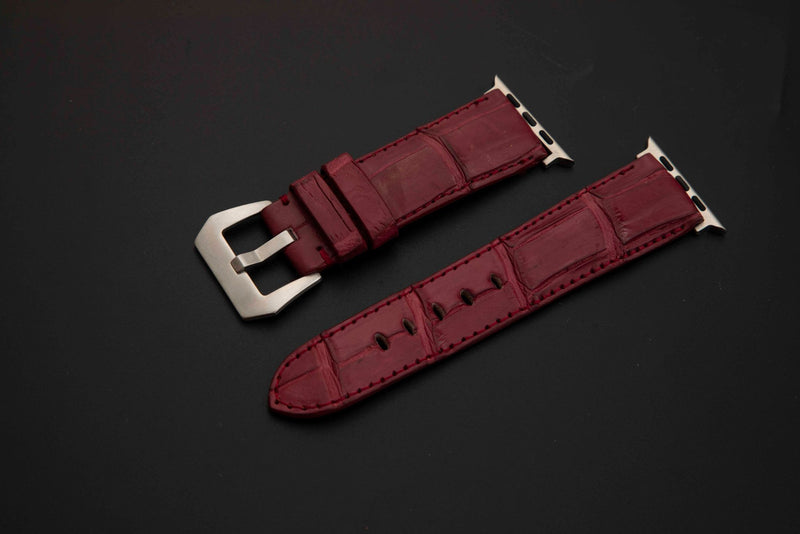 RED CROCODILE BELLY LEATHER STRAP