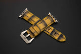 YELLOW&BLACK CROCODILE BELLY LEATHER STRAP
