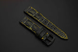 BLACK&GOLD CROCODILE HORNBACK LEATHER STRAP