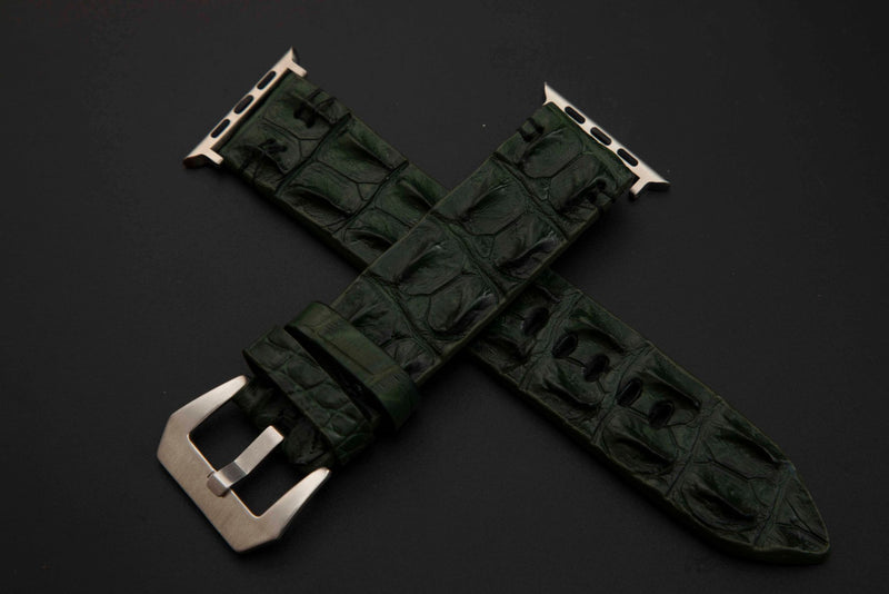 GREEN CROCODILE HORNBACK LEATHER STRAP