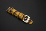 YELLOW&BLACK CROCODILE BELLY LEATHER STRAP