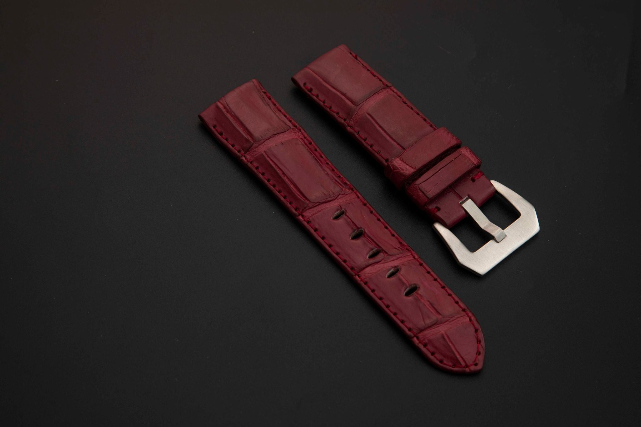RED CROCODILE BELLY LEATHER STRAP