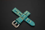 BLUE&GOLD CROCODILE HORNBACK LEATHER STRAP