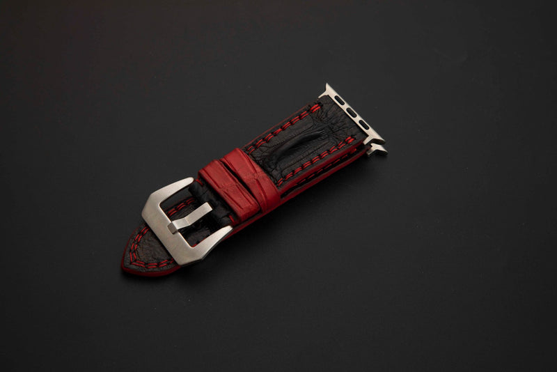 BLACK CROCODILE HORNBACK LEATHER STRAP - Lac Crado 