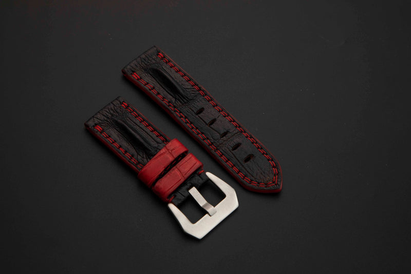 BLACK CROCODILE HORNBACK LEATHER STRAP