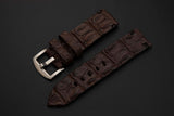 BROWN CROCODILE HORNBACK LEATHER STRAP