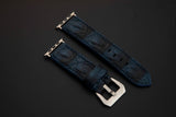 BLUE&BLACK CROCODILE HORNBACK LEATHER STRAP