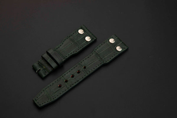 GREEN CROCODILE BELLY LEATHER STRAP