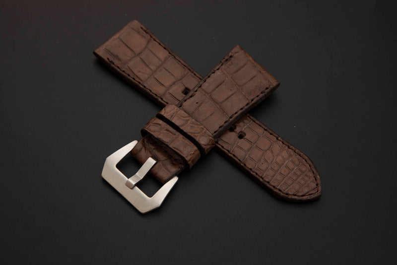 BROWN CROCODILE BELLY LEATHER STRAP