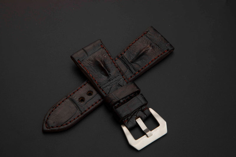 BROWN CROCODILE HORNBACK LEATHER STRAP