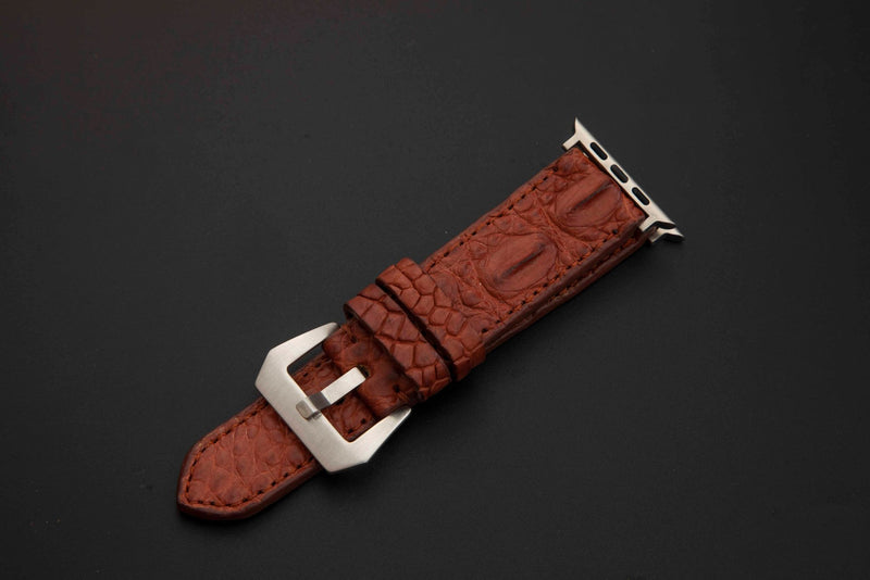 BROWN CROCODILE HORNBACK LEATHER STRAP