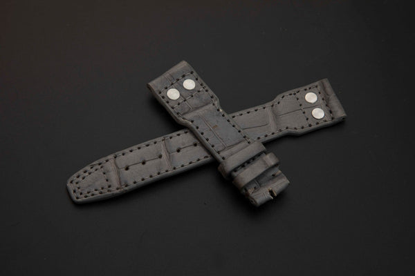 GREY CROCODILE BELLY LEATHER STRAP