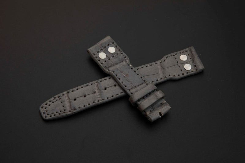 GREY CROCODILE BELLY LEATHER STRAP