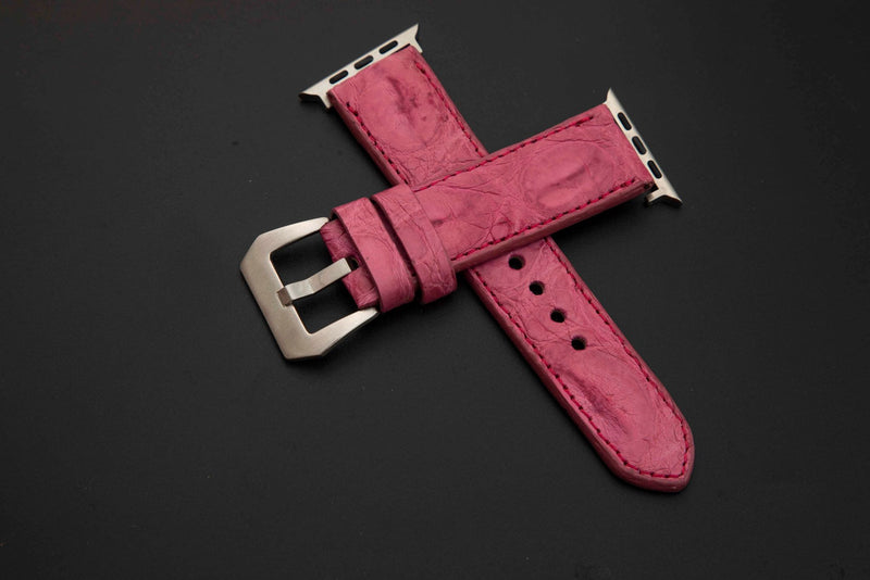 PINK CROCODILE HORNBACK LEATHER STRAP