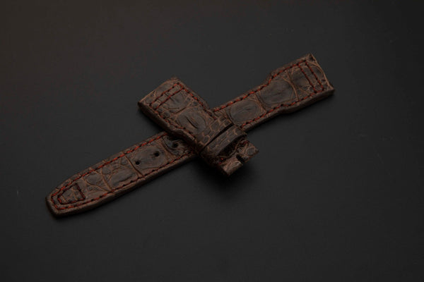 BROWN CROCODILE BELLY LEATHER STRAP