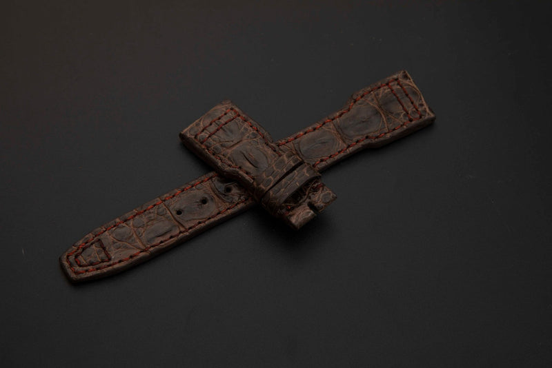BROWN CROCODILE BELLY LEATHER STRAP