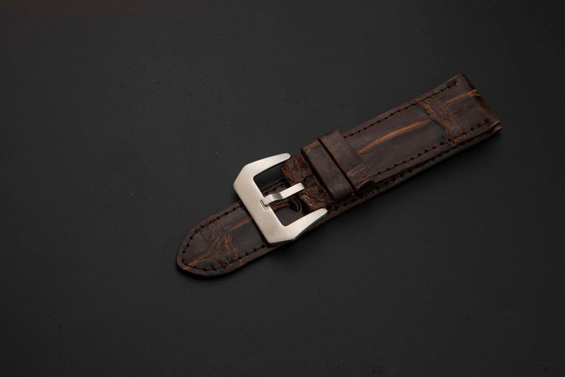 BROWN CROCODILE BELLY LEATHER STRAP