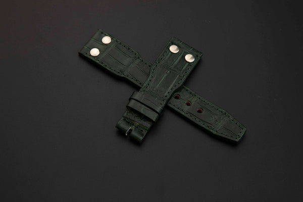 GREEN CROCODILE BELLY LEATHER STRAP