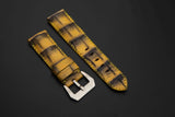 YELLOW&BLACK CROCODILE BELLY LEATHER STRAP