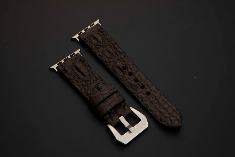 BROWN CROCODILE HORNBACK LEATHER STRAP