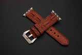 BROWN CROCODILE HORNBACK LEATHER STRAP