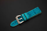 BLUE CROCODILE HORNBACK LEATHER STRAP