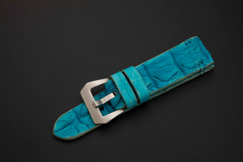 BLUE CROCODILE HORNBACK LEATHER STRAP
